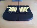 My Tek, the original alphanumeric keycaps were replaced with the "Bumble Bee" set from Tai-Hao.
